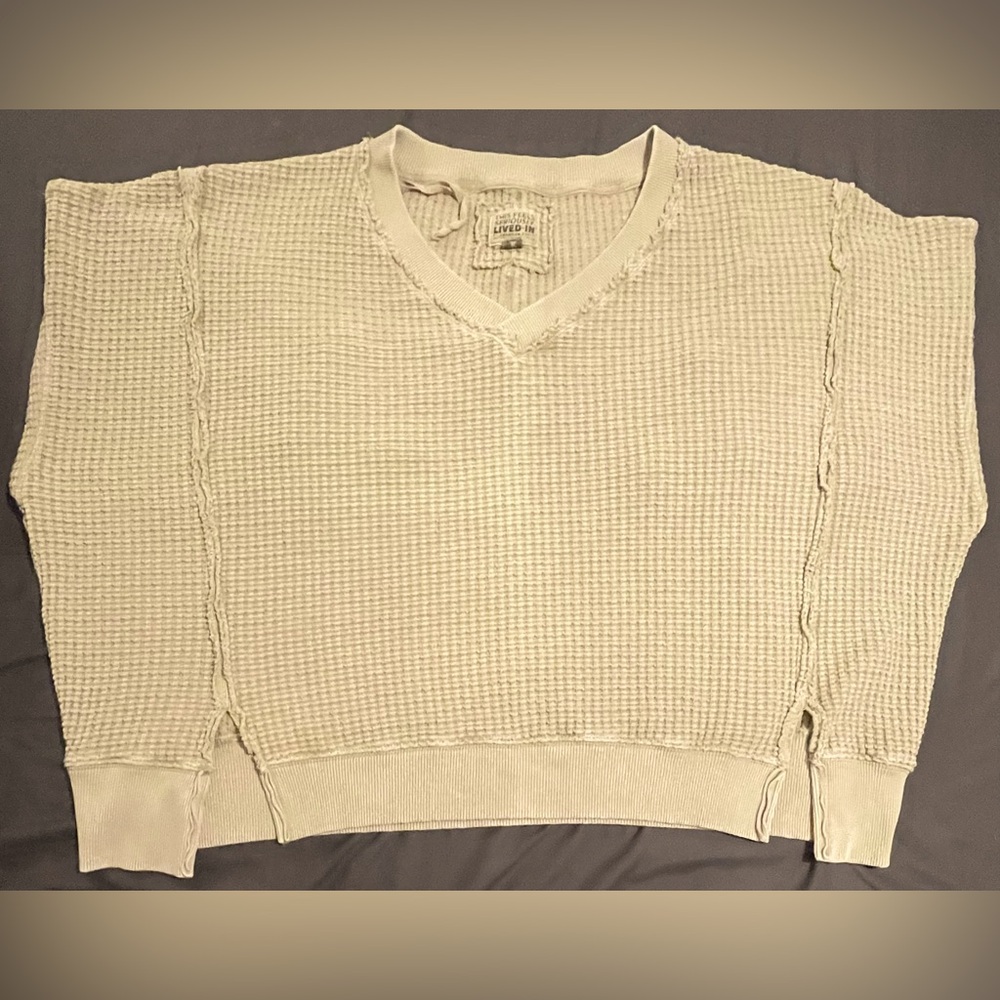 American Eagle Outfitters Big Hug waffle V-neck Sweatshirt